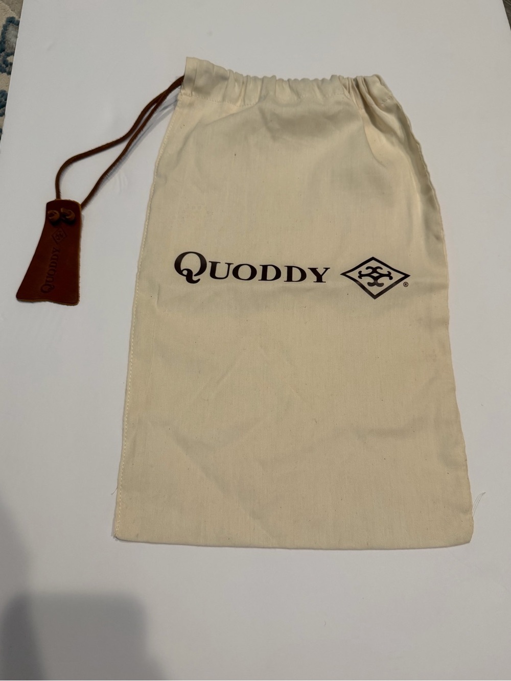 QUODDY Beige Leather Drawstring Dust Bag Storage Shoe Pouch 17” x 10”